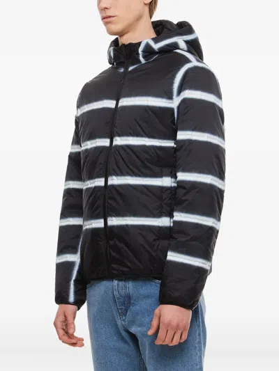 条纹图案连帽夹克