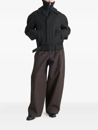 Lemaire Raglan-sleeve Belted Jacket In Black