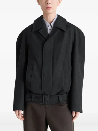Lemaire Raglan-sleeve Belted Jacket In Black