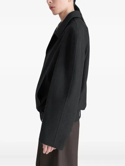 Lemaire Raglan-sleeve Belted Jacket In Black