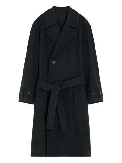 Lemaire Soft Coat In Wool And Alpaca Blend With Removable Belt In Black