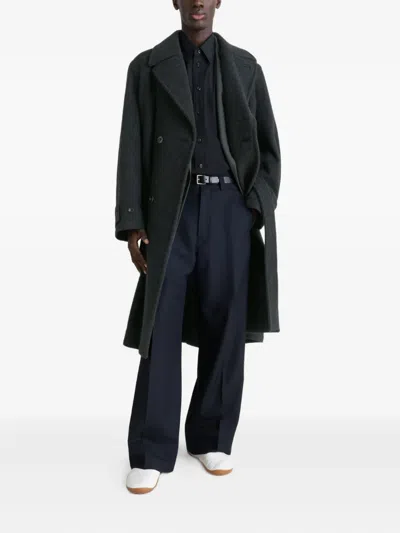 Lemaire Soft Coat In Wool And Alpaca Blend With Removable Belt In Black