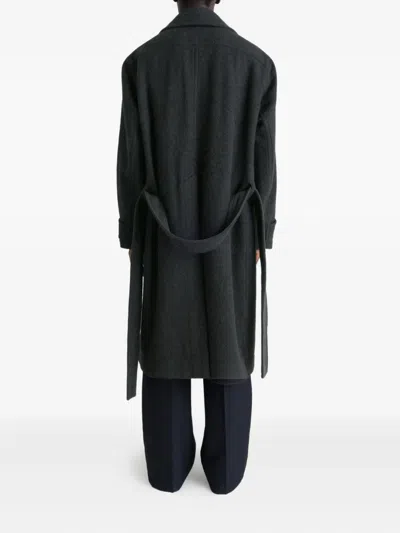 Lemaire Soft Coat In Wool And Alpaca Blend With Removable Belt In Black