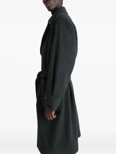 Lemaire Soft Coat In Wool And Alpaca Blend With Removable Belt In Black