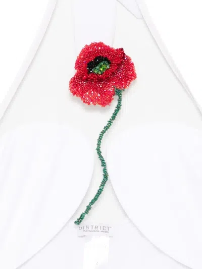 Mazzei Beaded-flower Swimsuit In White