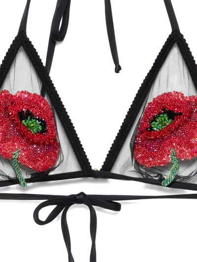 珠饰花卉连体泳衣