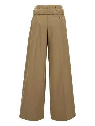 Simone Rocha Multi Belt Loop Pleated Wide Leg Trousers In Neutral