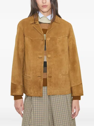 Tory Burch Structured Jacket With Tailored Silhouette In Brown