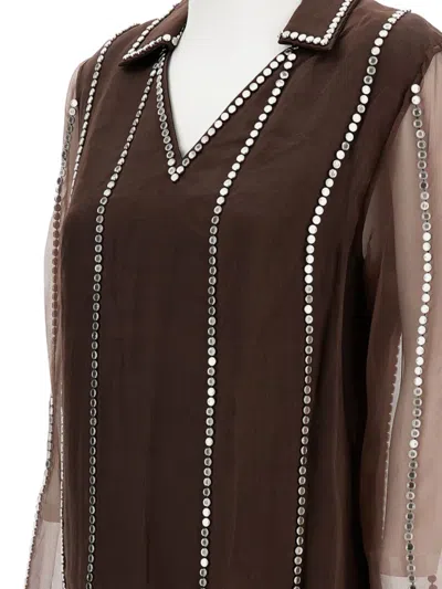 Wales Bonner Women Brown Organza Shirt, L Luxury Shirts For Women Darveys In Multi