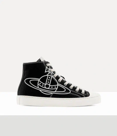 Vivienne Westwood High-top Sneakers With Graphic Emblem And Textured Sole In Black