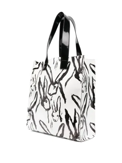 Msgm Rabbit-print Tote Bag In White