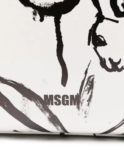 Msgm Rabbit-print Tote Bag In White