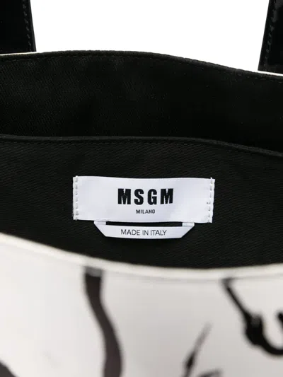 Msgm Rabbit-print Tote Bag In White