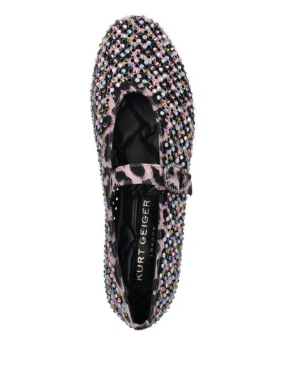 Kurt Geiger Leopard-print Crystal-embellished Ballet Flats In Pink
