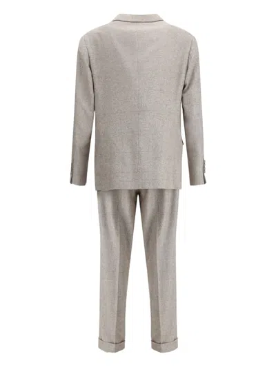 Brunello Cucinelli Peaked-lapel Check Suit In Neutral