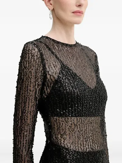 Samsoe & Samsoe Samadda Sequin-embellished Midi Dress In Black