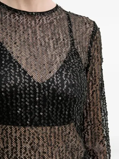 Samsoe & Samsoe Samadda Sequin-embellished Midi Dress In Black