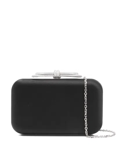 Mach&mach Crystal-embellished Bow Clutch In Black