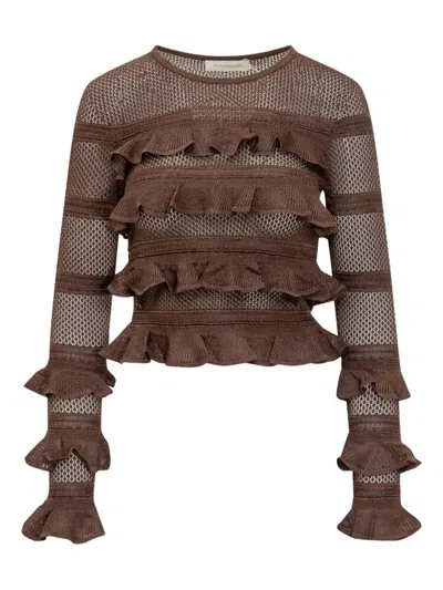 拼接荷叶边上衣