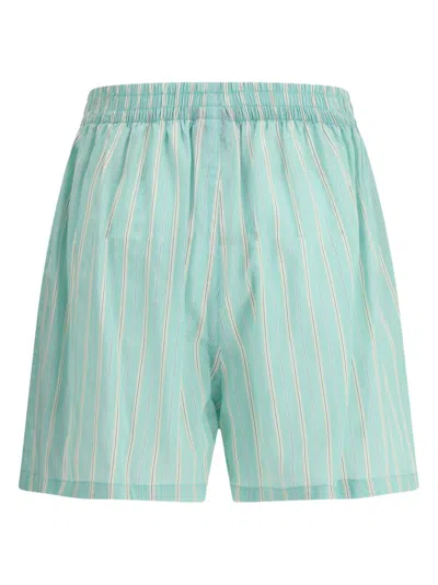 Balenciaga Striped Shorts In Green