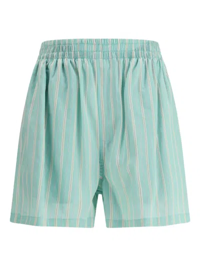 Balenciaga Striped Shorts In Green