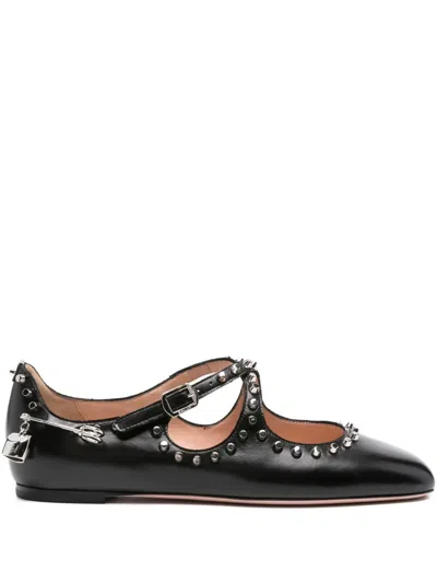 Bally Beliska Studded Leather Ballet Flats In Black