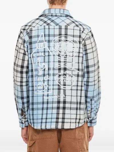 Backside Club Shirt Jacket Marmorized In Blue