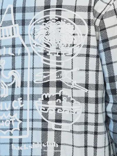 Backside Club Shirt Jacket Marmorized In Blue