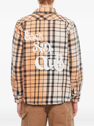 Backside Club Checked-pattern Shirt In Orange