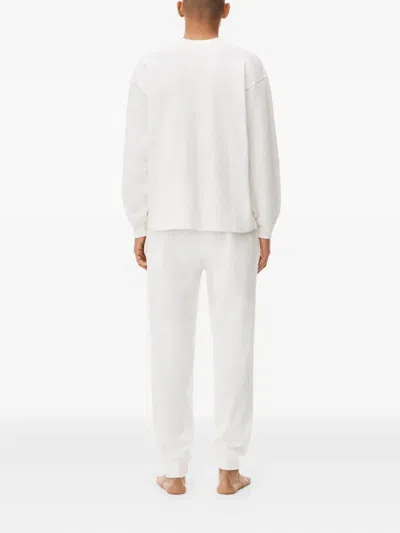 Alexander Wang Unisex Long Sleeve In Cotton Waffle Thermal In White