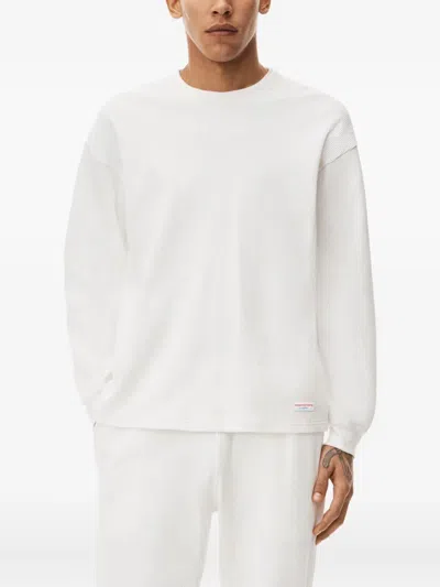 Alexander Wang Unisex Long Sleeve In Cotton Waffle Thermal In White