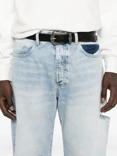 Icon Denim Scott Distressed-effect Straight-leg Jeans In Blue
