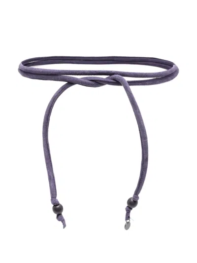 绒面皮系带珠饰腰带