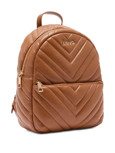 Liu •jo Versatile Quilted Backpack Featuring Multiple Pockets In Brown