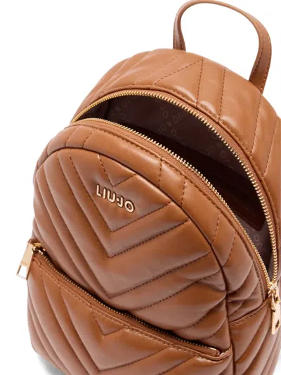 Liu •jo Versatile Quilted Backpack Featuring Multiple Pockets In Brown
