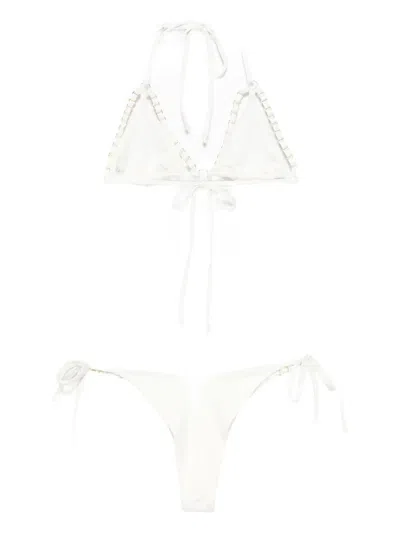 Mazzei Ring-embellished Triangle Bikini In White