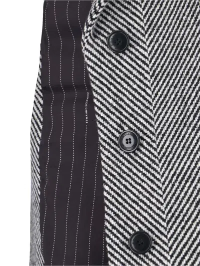 Ermanno Scervino Herringbone-pattern Button Coat In Gray