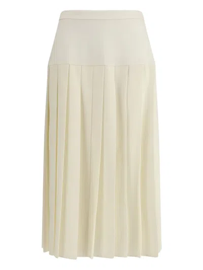 Alessandra Rich Womens White Pleated High-waist Stretch-wool Blend Midi Skirt In White
