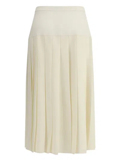 Alessandra Rich Womens White Pleated High-waist Stretch-wool Blend Midi Skirt In White