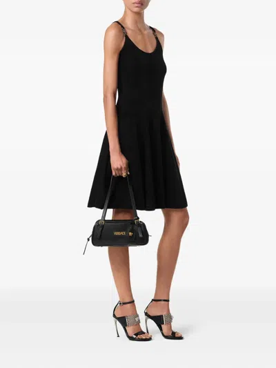 Versace Embellished Scoop-neck Mini Dress In Black