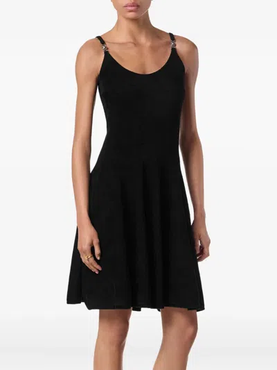 Versace Embellished Scoop-neck Mini Dress In Black