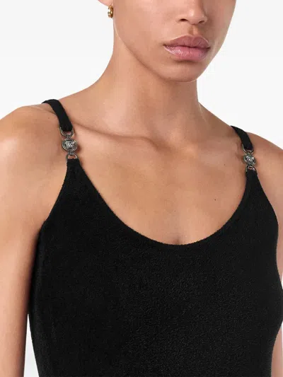 Versace Embellished Scoop-neck Mini Dress In Black