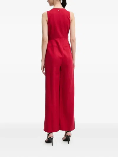 Pedro Del Hierro Wrap-front Gold-button Jumpsuit In Red