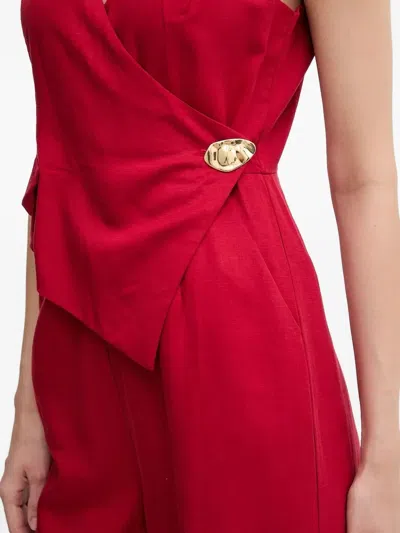 Pedro Del Hierro Wrap-front Gold-button Jumpsuit In Red