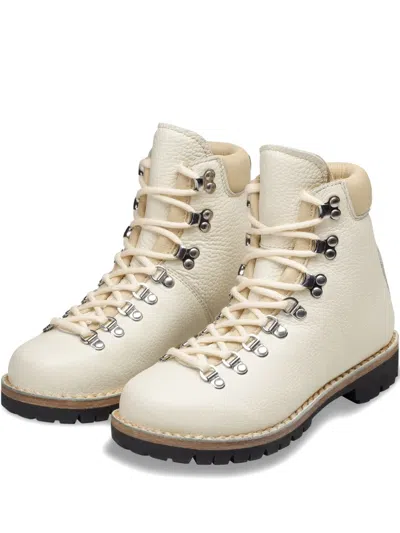 Sentier Nora Leather Lace-up Boots In White