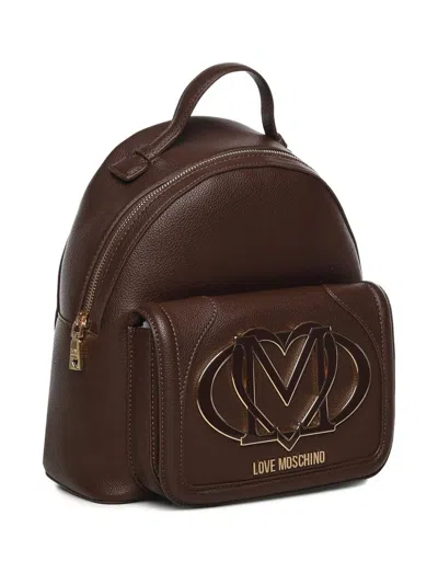 Love Moschino Backpack With Maxi Logo In Brown