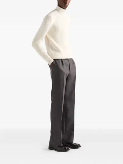 Prada Wool And Silk Pants In Gray