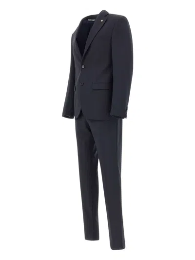 Manuel Ritz Notched-lapel Single-breasted Suit In Blue