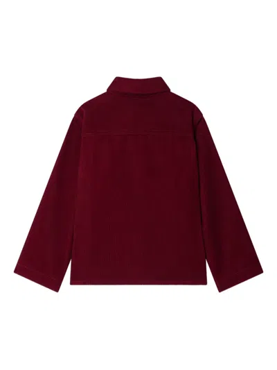 Bonpoint Corduroy Edith Jacket With Embroidered Cherry In Red