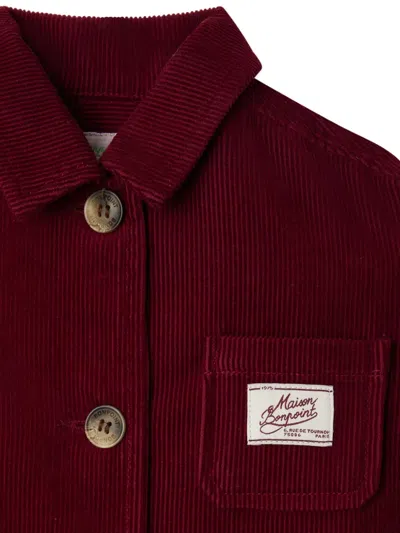 Bonpoint Corduroy Edith Jacket With Embroidered Cherry In Red